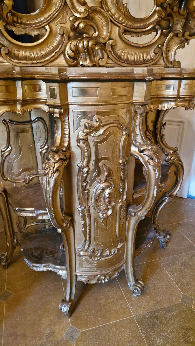 Console en bois doré à décor d'aigle-photo-3