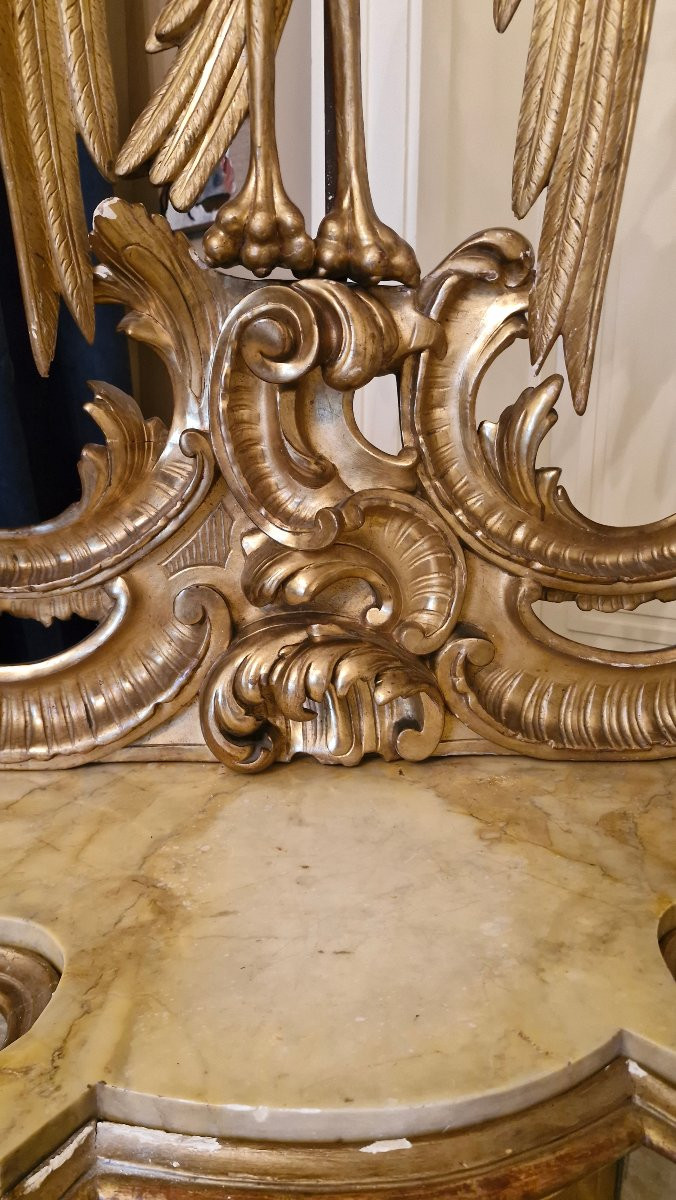 Console en bois doré à décor d'aigle-photo-2