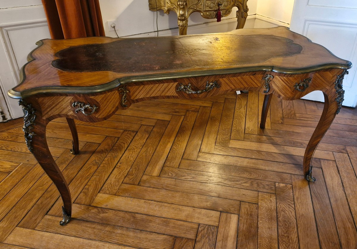 Louis XV Style Marquetry Flat Desk