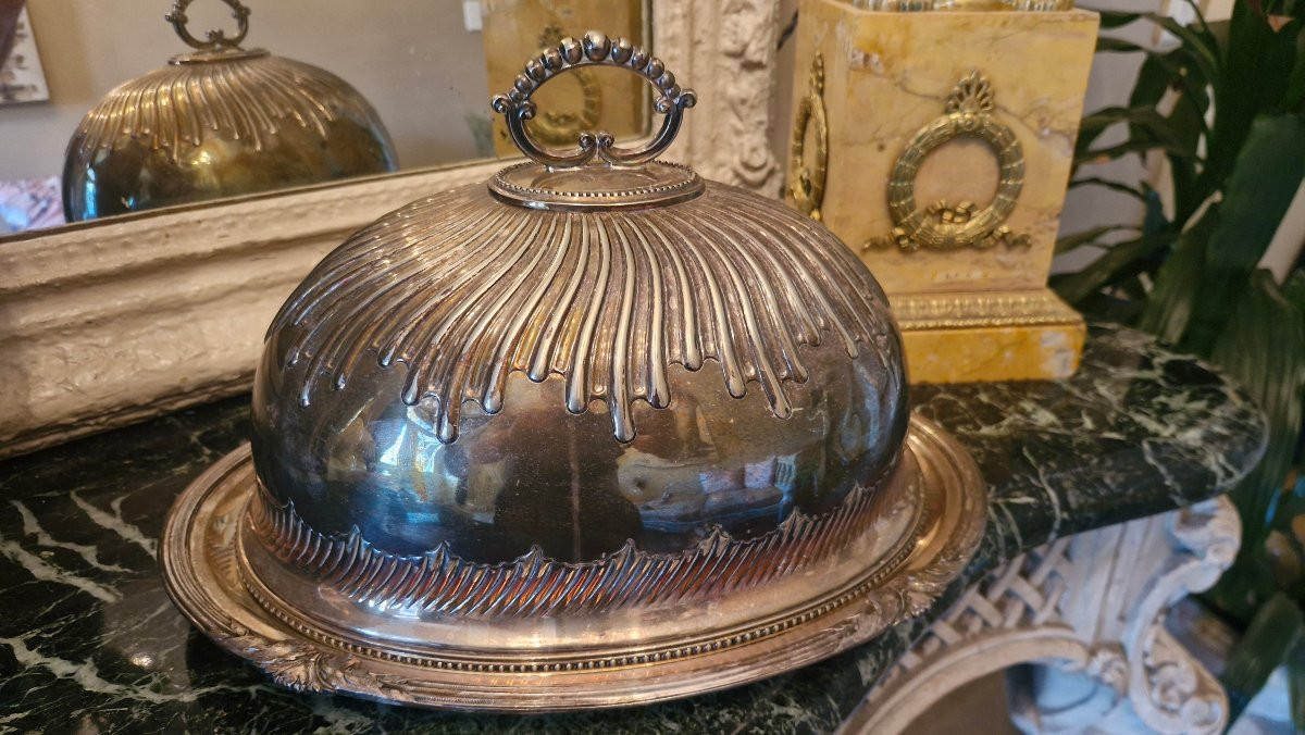 Cloche de service en métal argenté -photo-4