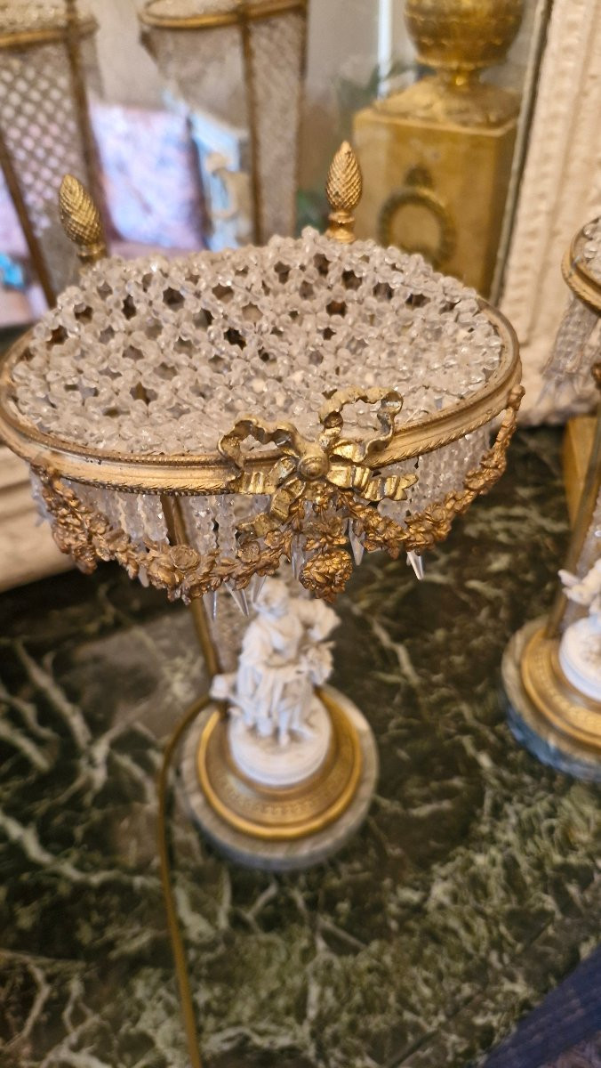 Pair Of Romantic Bronze And Cookie Lamps-photo-4