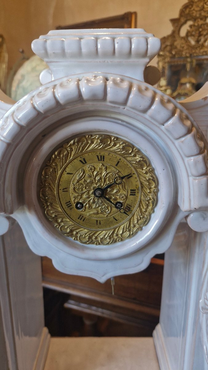 Horloge en faience blanche Empire-photo-2