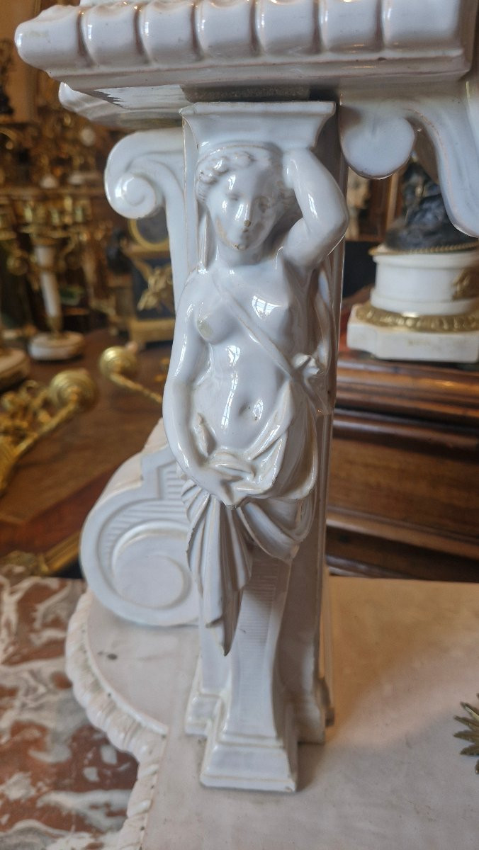 Horloge en faience blanche Empire-photo-3