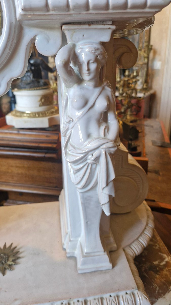 Horloge en faience blanche Empire-photo-4