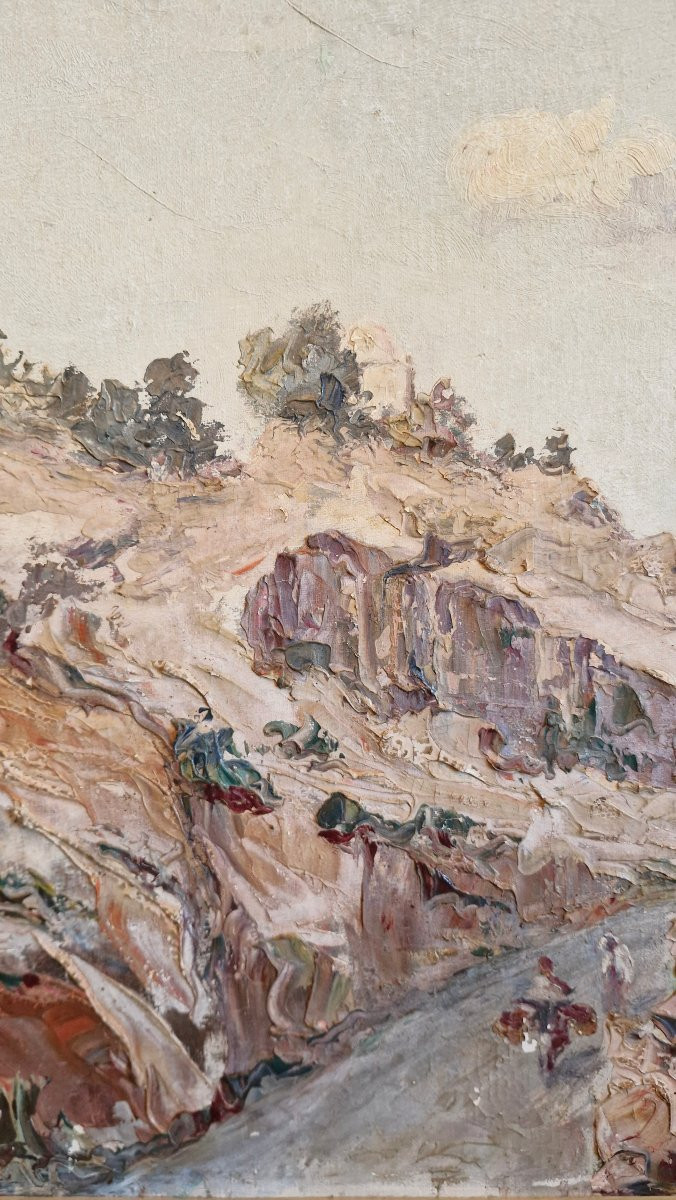 Huile sur toile paysage signée-photo-1
