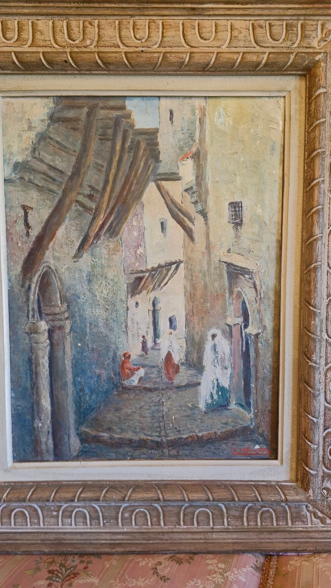 Huile sur toile orientaliste encadrée, signée-photo-2