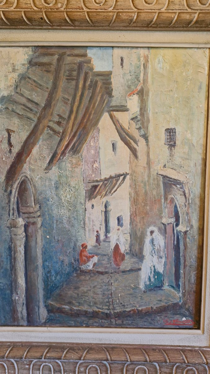 Huile sur toile orientaliste encadrée, signée-photo-3