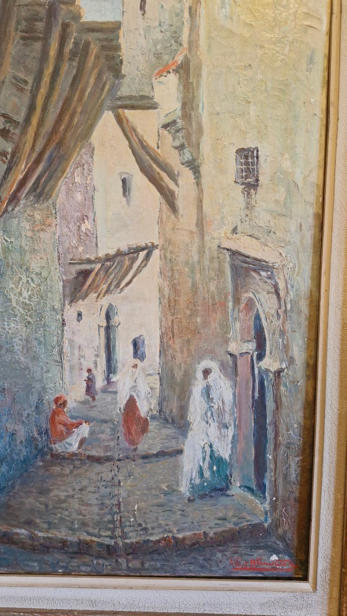 Huile sur toile orientaliste encadrée, signée-photo-4