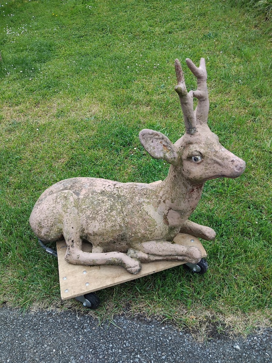 Cerf en ciment, décoration de jardin-photo-3