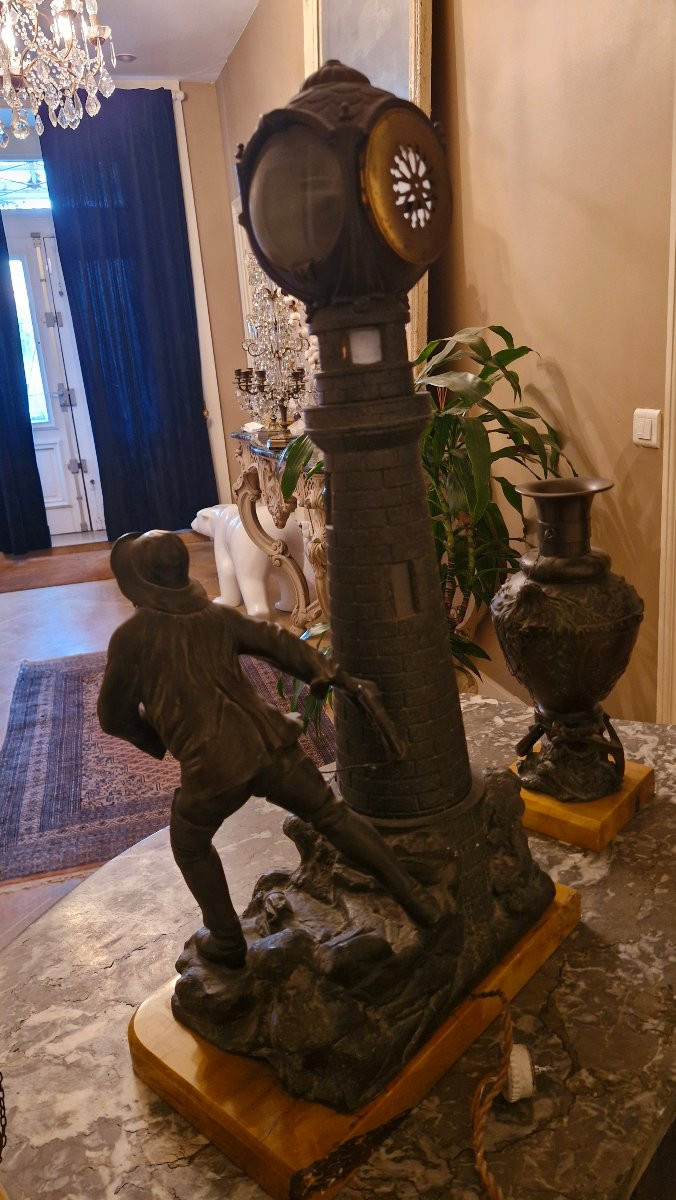 Garniture de cheminée représentant un phare et son marin-photo-5