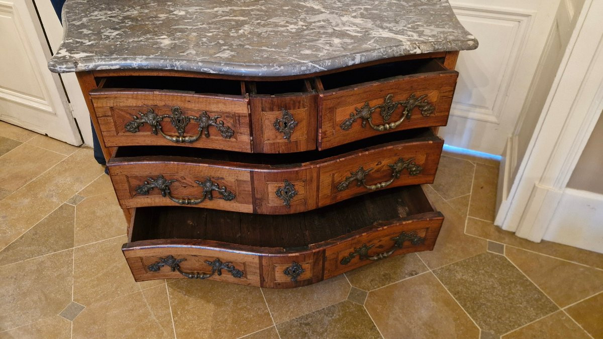 18th Century Marquetry Chest Of Drawers Stamped S Vie Jme-photo-4