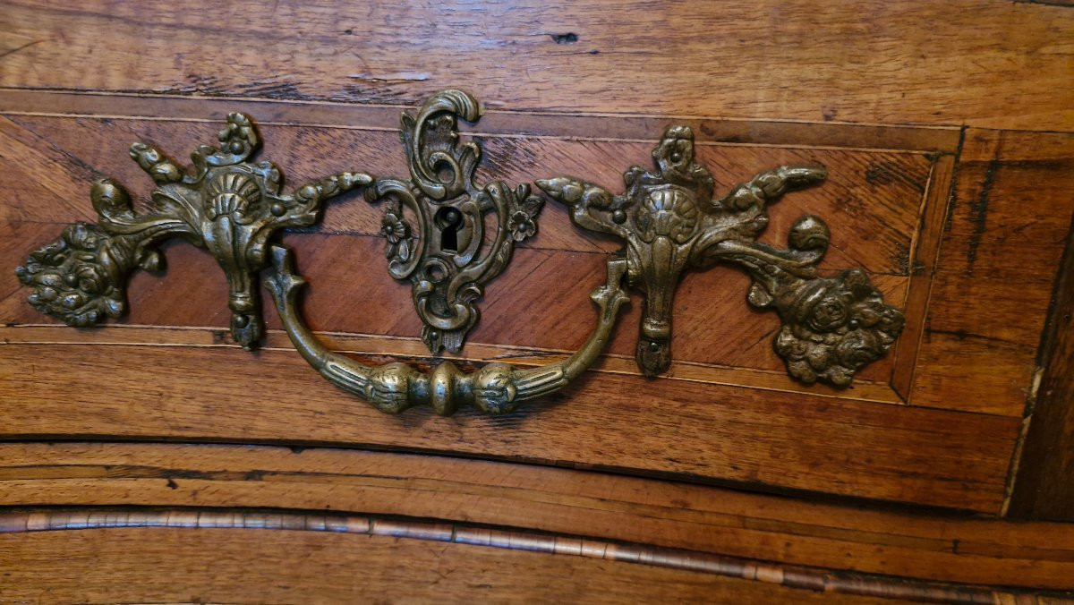 18th Century Marquetry Chest Of Drawers Stamped S Vie Jme-photo-3
