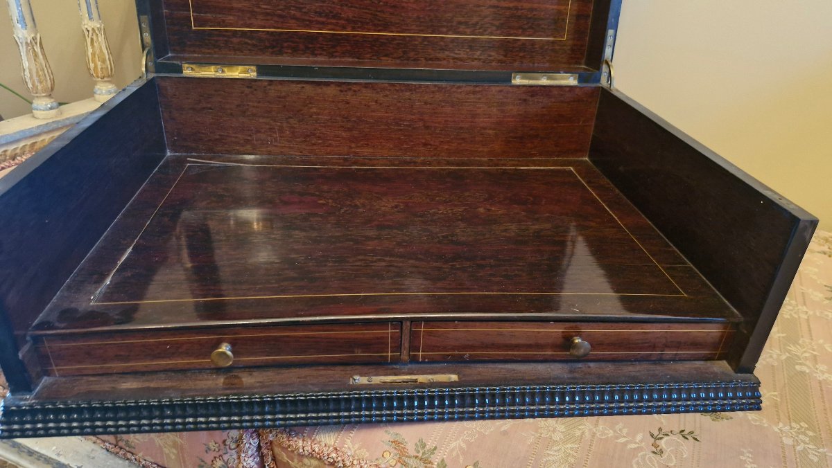 Blackened Wood Case, Brass Marquetry Napoleon III-photo-2