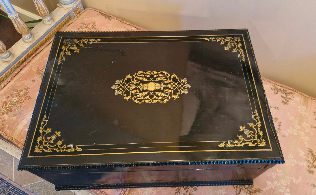 Blackened Wood Case, Brass Marquetry Napoleon III