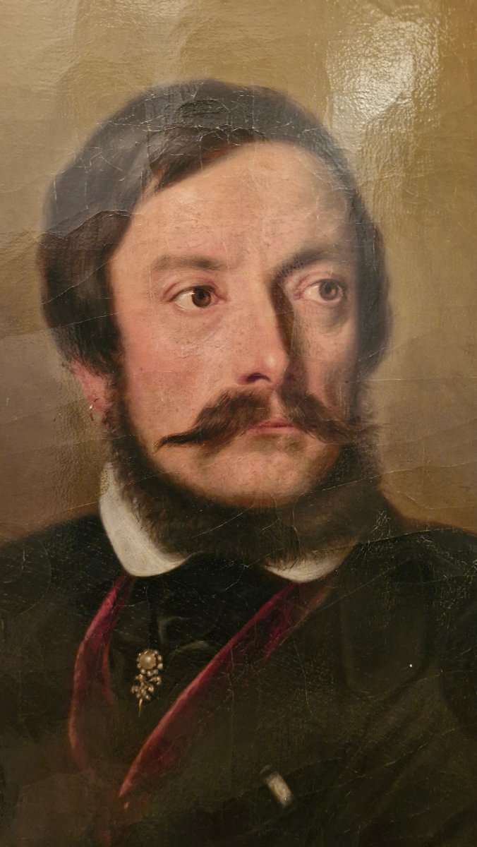Portrait d'Homme, Oil On Canvas 19th Century-photo-4