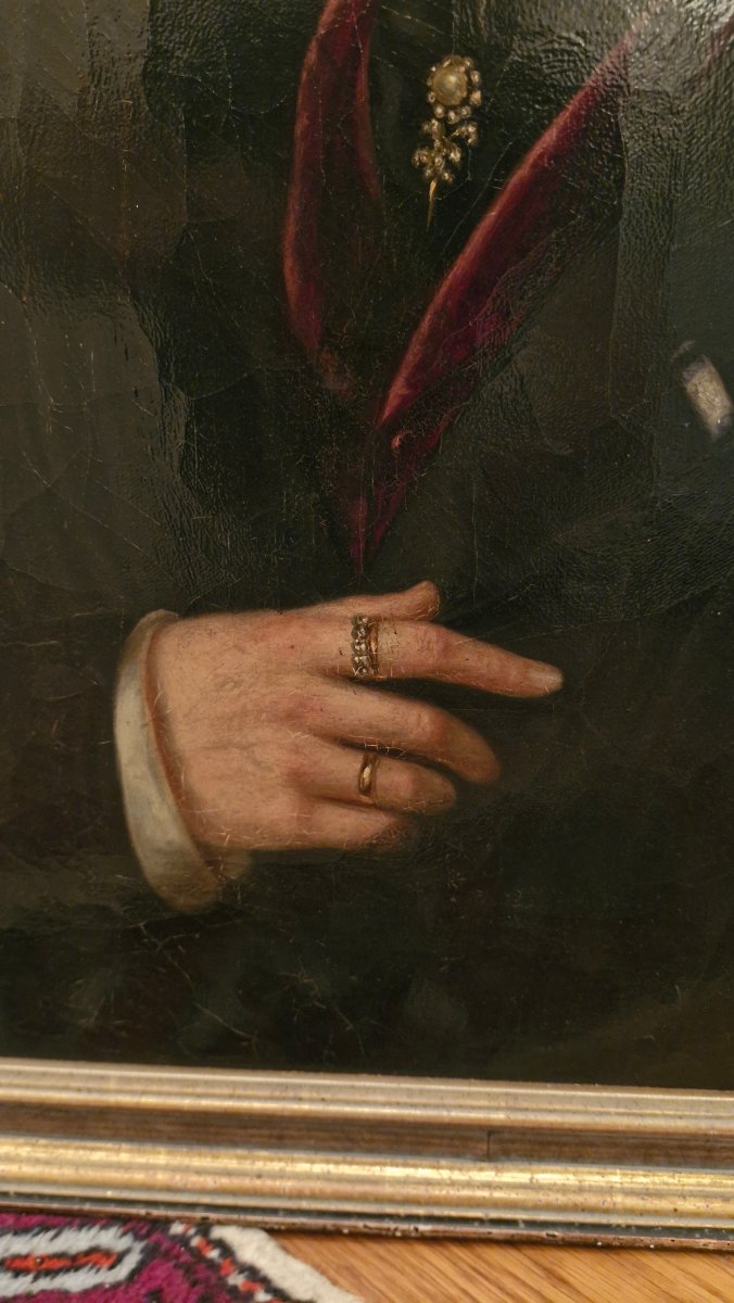 Portrait d'Homme, Oil On Canvas 19th Century-photo-2
