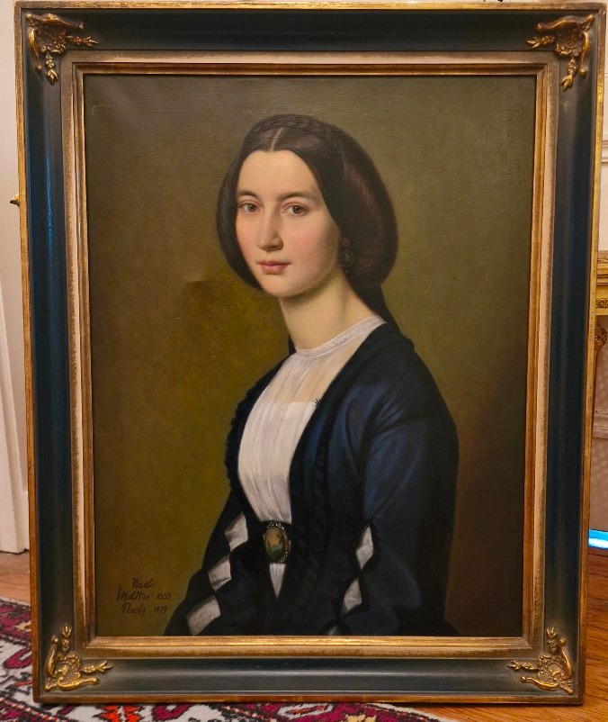 Oil On Canvas Portrait Of A Woman-photo-1