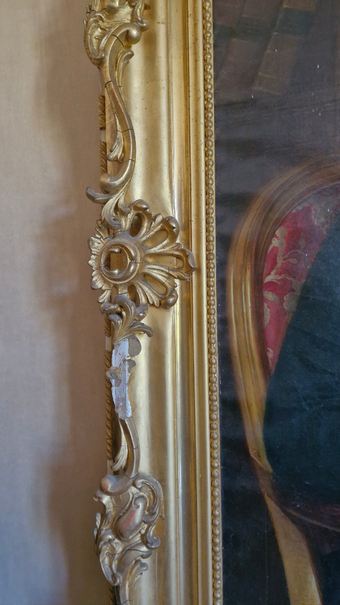 Sophie Rude, huile sur toile Représentant un homme et son enfant dans son bureau-photo-3