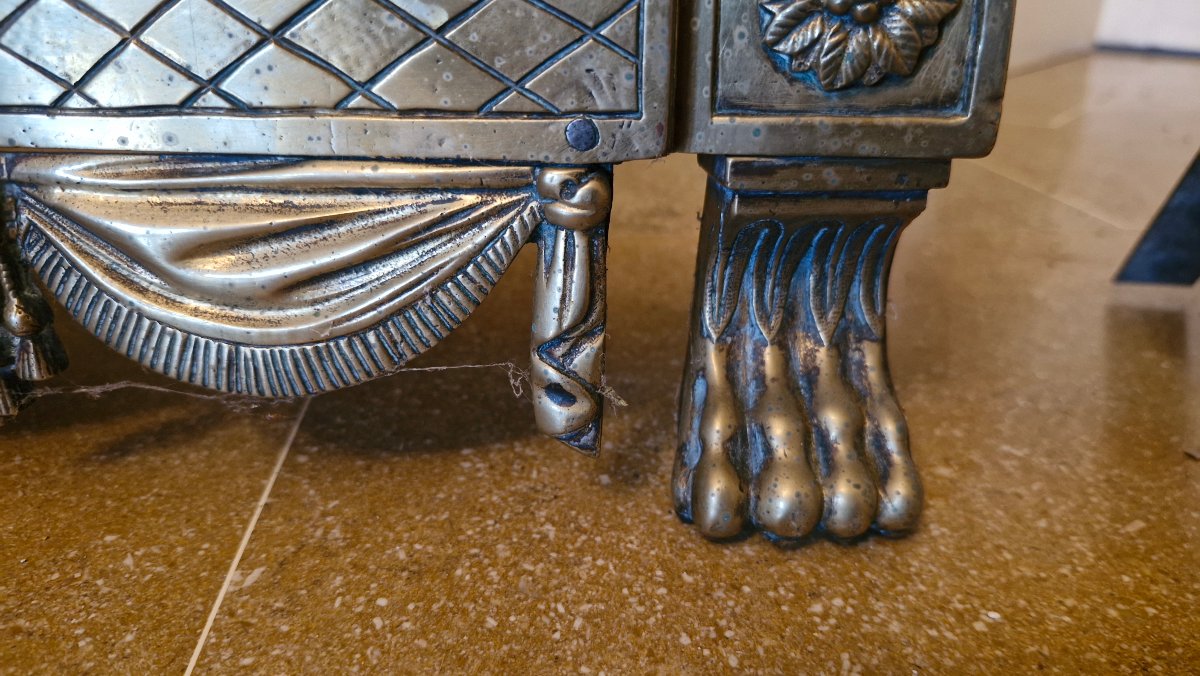 Paire de chenet en bronze Empire -photo-3
