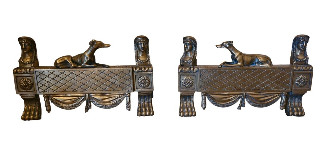 Paire de chenet en bronze Empire 