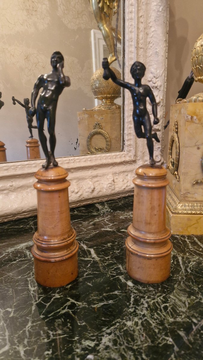 Antique Bronze Statue Depicting Mercury And Narcissus