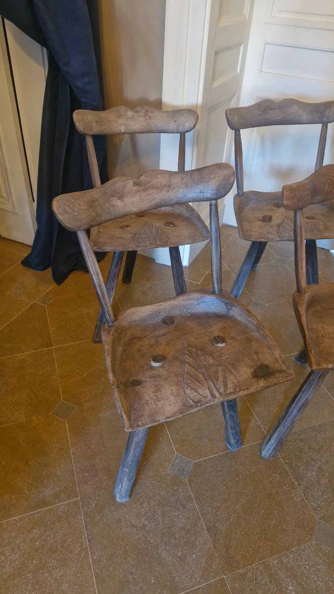 Set Of 6 Chairs In Natural, Raw Wood-photo-3