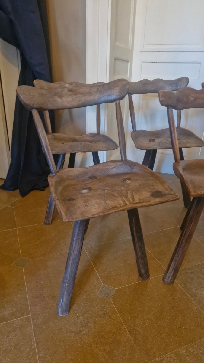 Set Of 6 Chairs In Natural, Raw Wood-photo-1