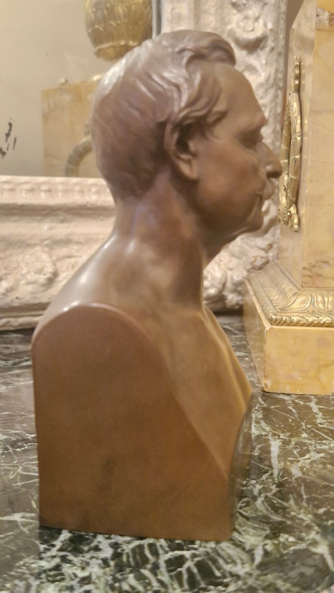 Buste en bronze figurant Ferdinand De Lesseps, Barbedienne-photo-5