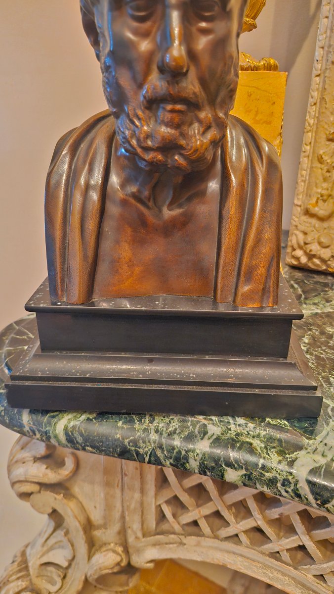 Buste en bronze figurant Hippocrate -photo-3