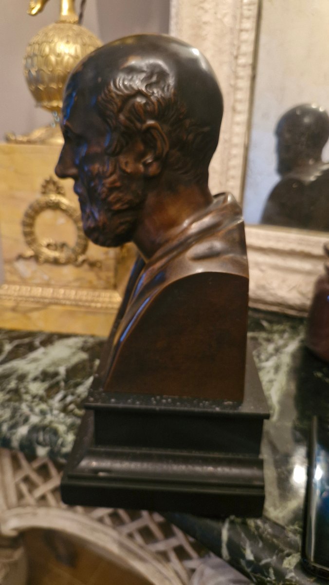 Buste en bronze figurant Hippocrate -photo-2