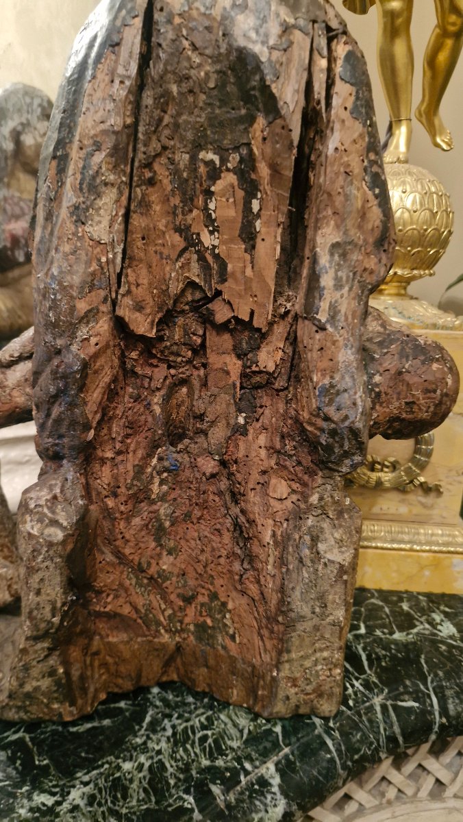 Pietà en bois Polychrome Époque XVII Ème S -photo-4