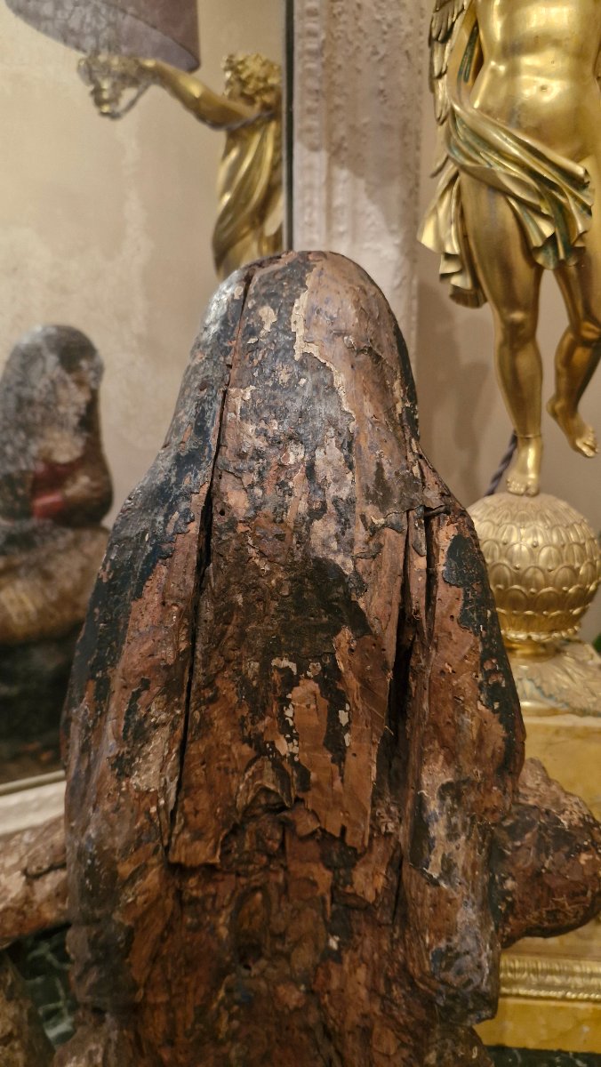 Pietà en bois Polychrome Époque XVII Ème S -photo-2