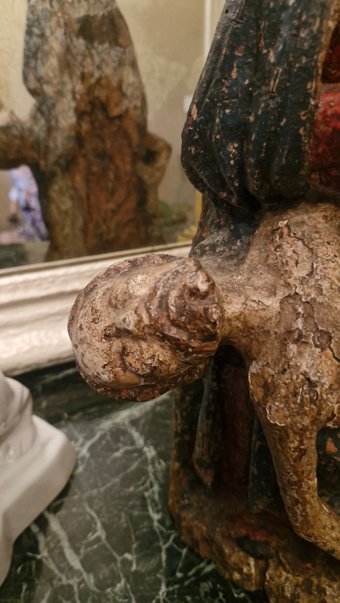 Pietà en bois Polychrome Époque XVII Ème S -photo-5