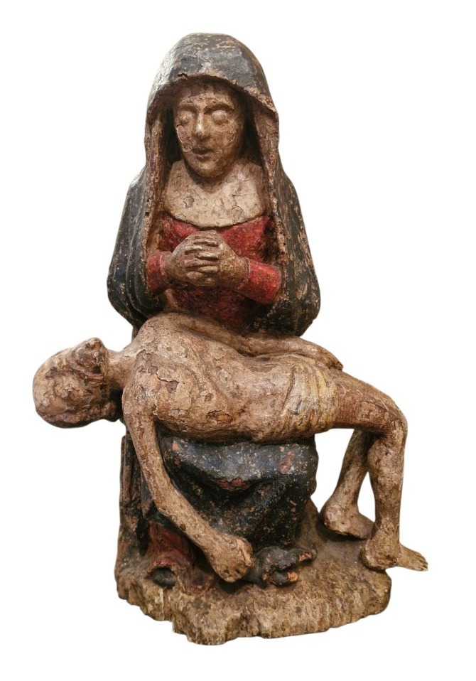 Pietà en bois Polychrome Époque XVII Ème S 