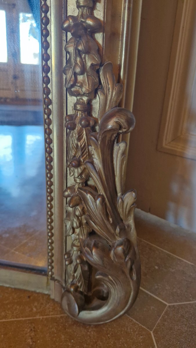 Miroir de cheminée doré d'époque Napoléon III -photo-4
