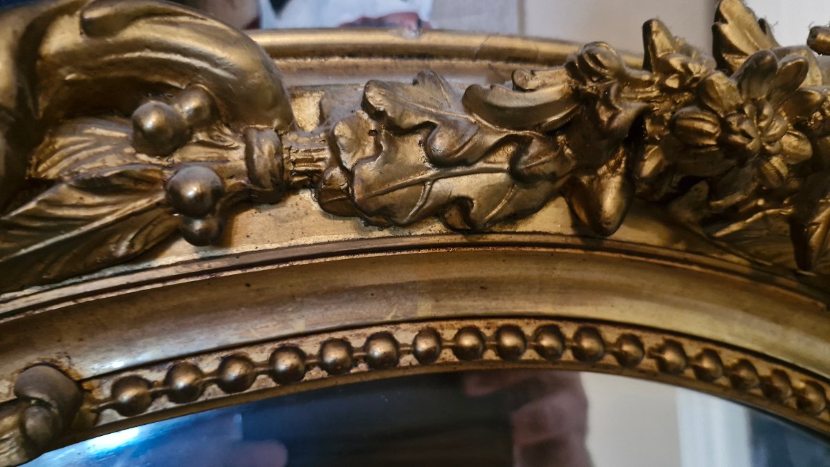 Miroir de cheminée doré d'époque Napoléon III -photo-4