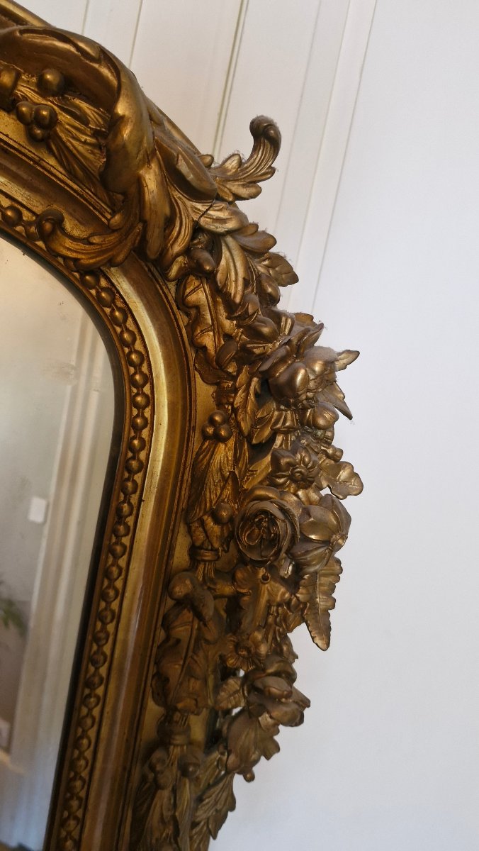 Miroir de cheminée doré d'époque Napoléon III -photo-5