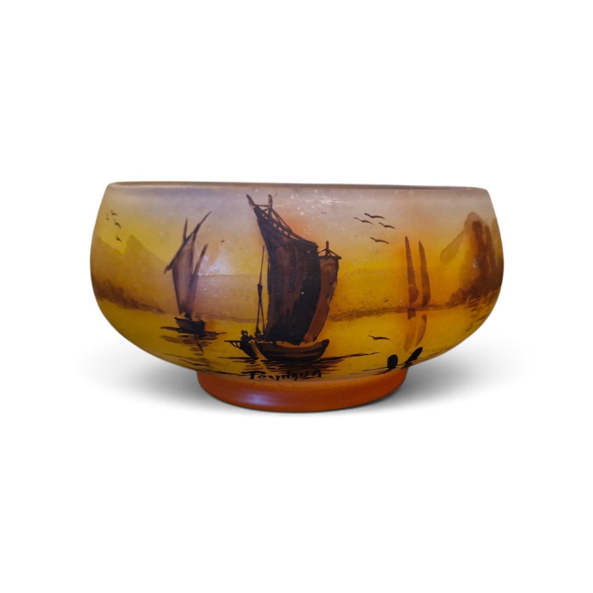 Peynaud, Glass Cup, Painted, Art Nouveau Period 