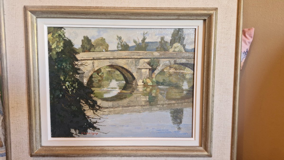 André Charigny, peinture Représentant le pont du Navoy-photo-2