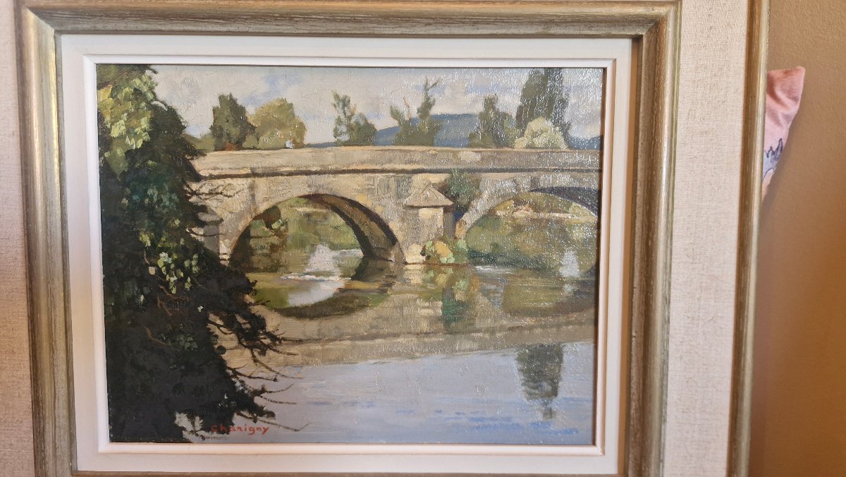 André Charigny, peinture Représentant le pont du Navoy-photo-3