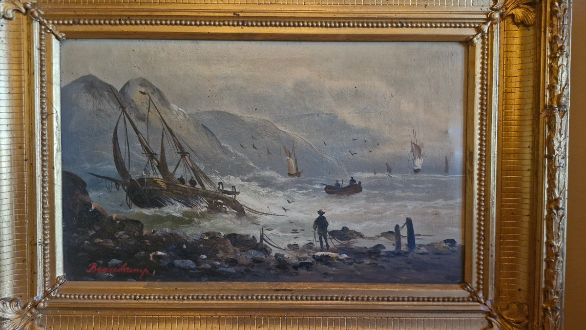 Painting Depicting A Seascape From The 19th Century -photo-2