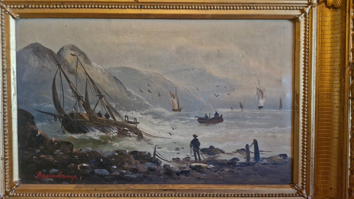 Painting Depicting A Seascape From The 19th Century -photo-3