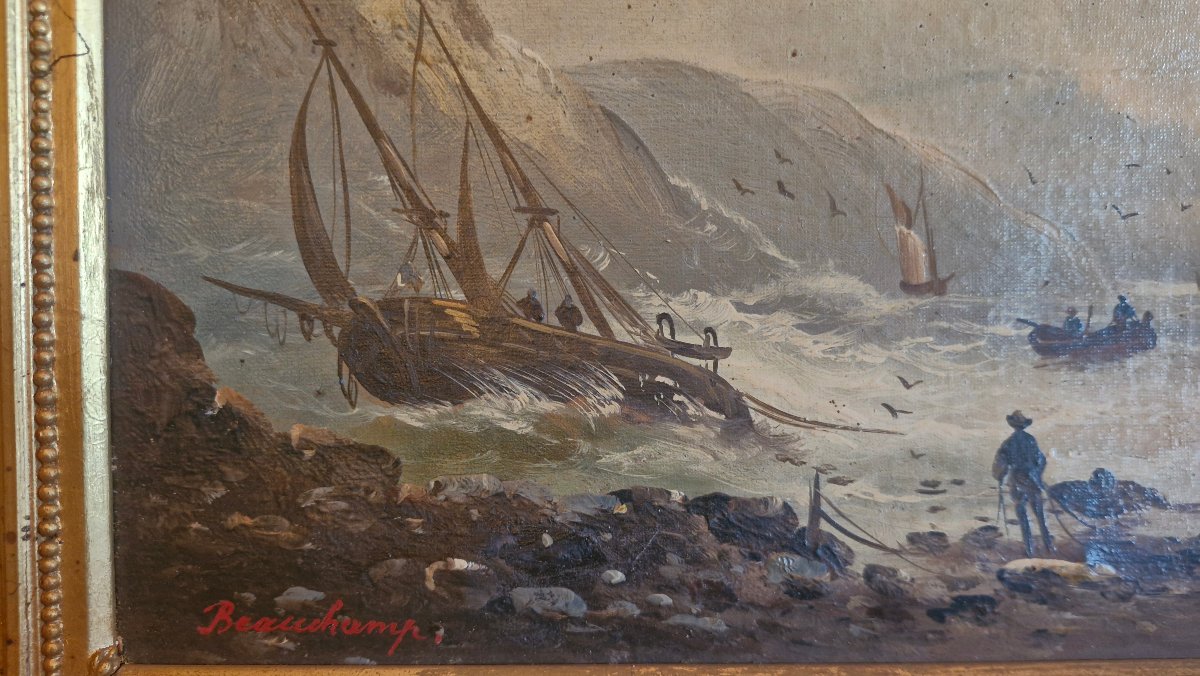 Painting Depicting A Seascape From The 19th Century -photo-4