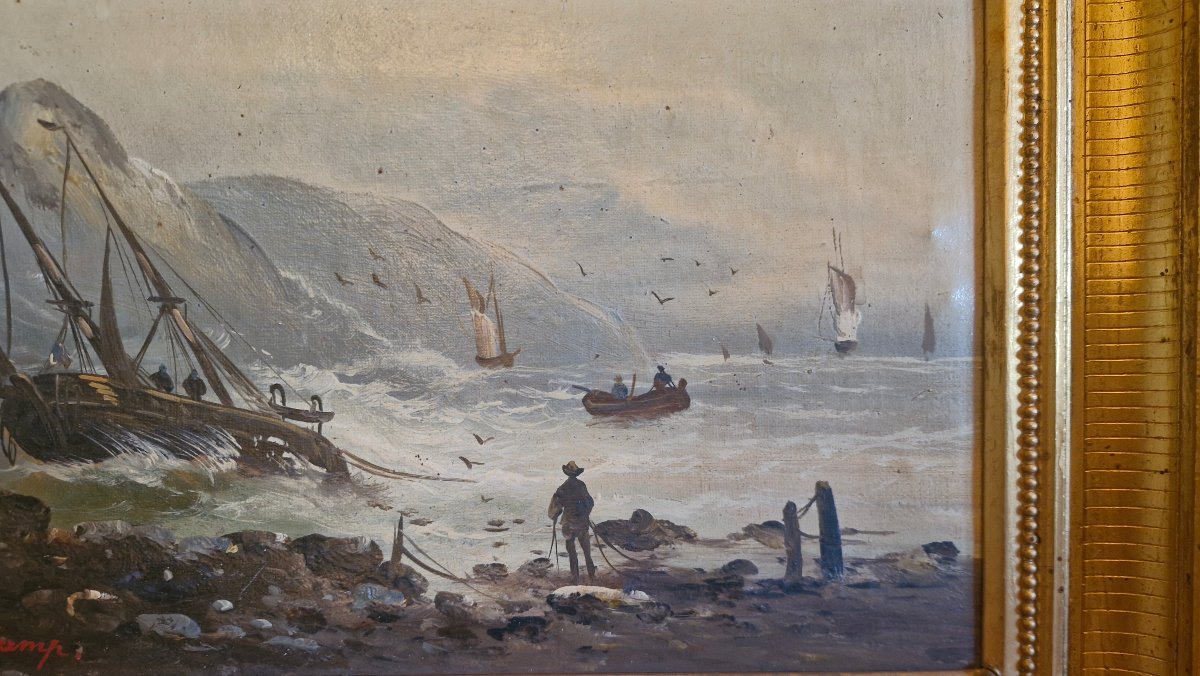 Painting Depicting A Seascape From The 19th Century -photo-1