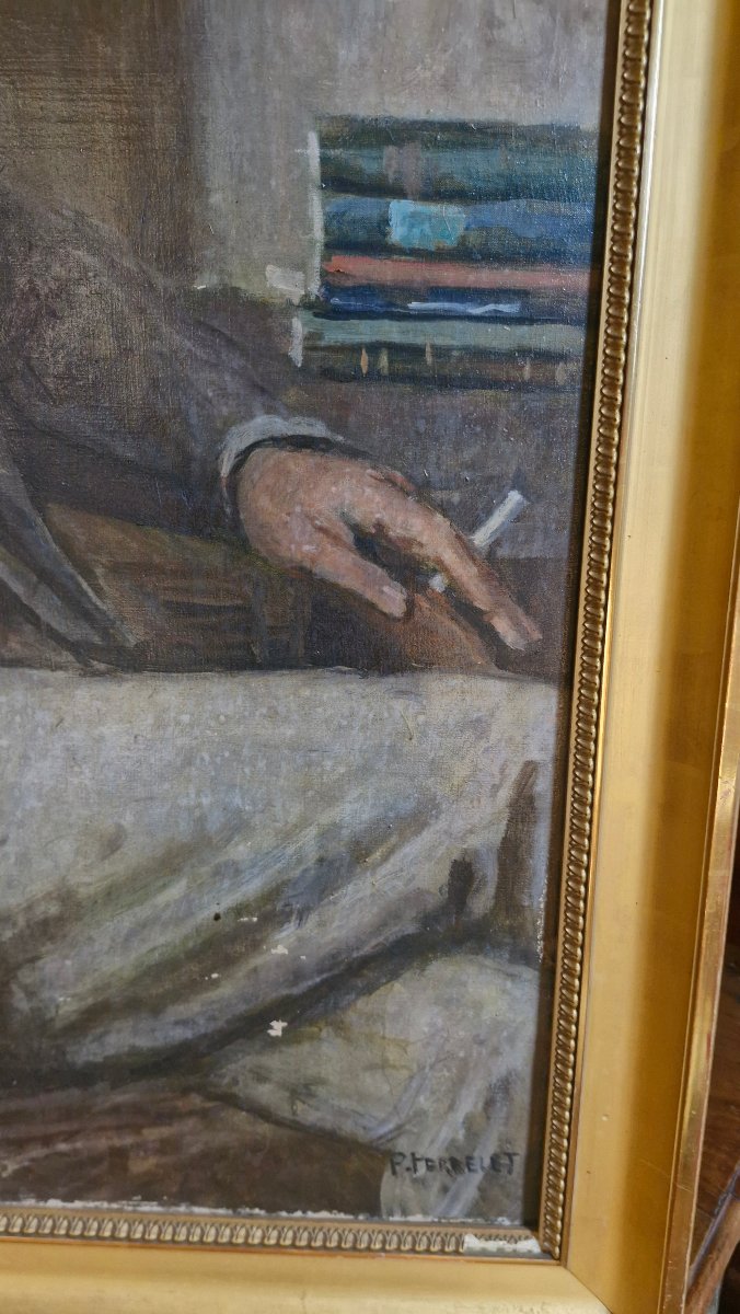 Portrait Of A Man, Oil On Canvas-photo-4