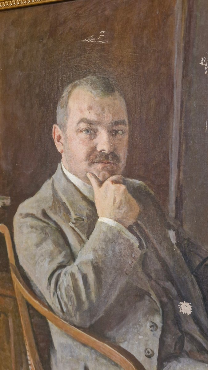 Portrait Of A Man, Oil On Canvas-photo-5