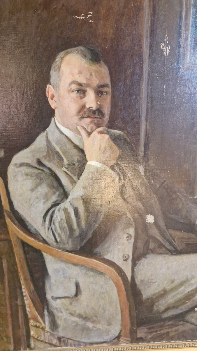 Portrait Of A Man, Oil On Canvas-photo-6