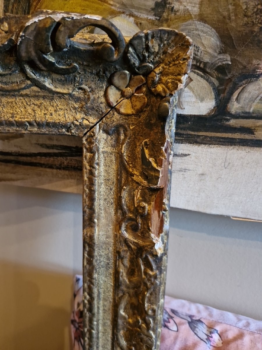 18th-century Gilded Carved Wooden Frame -photo-3
