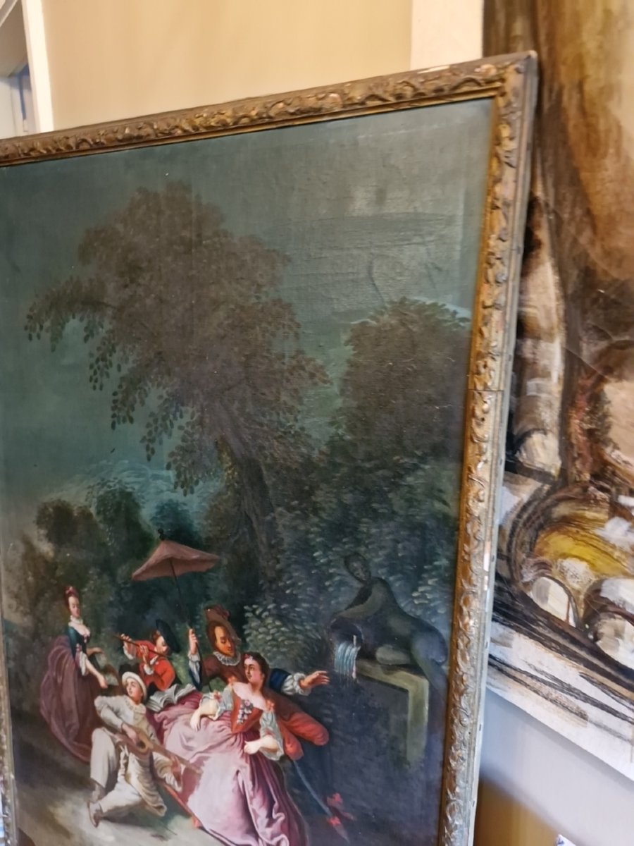 Peinture scène galante Époque XIX Ème S -photo-2