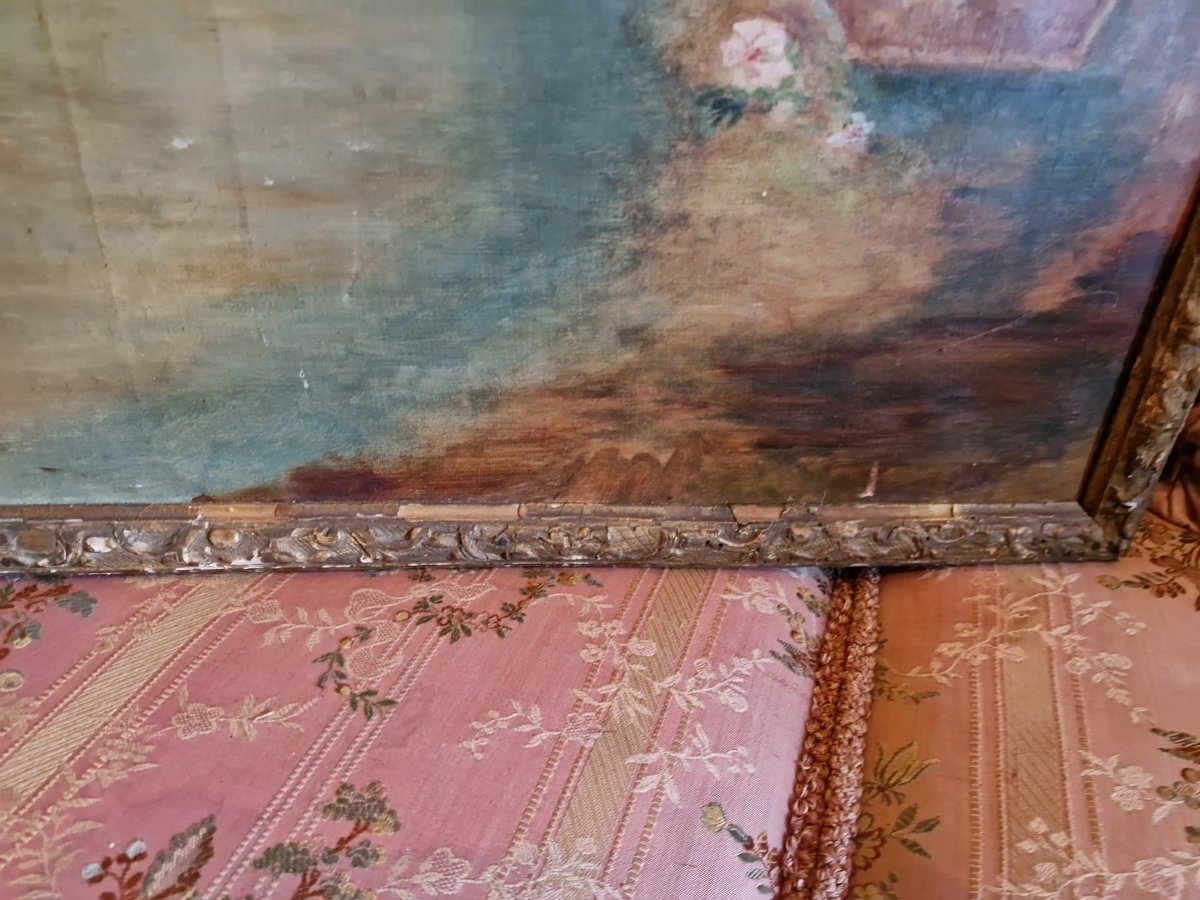 Peinture scène galante Époque XIX Ème S -photo-3